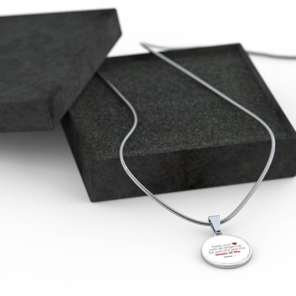 Guard Your Heart Proverbs 4:23 Circle Necklace Stainless Steel or 18k Gold 18-22"-Express Your Love Gifts