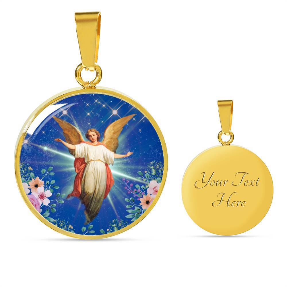 Guardian Angel Circle Necklace Stainless Steel or 18k Gold 18-22"-Express Your Love Gifts