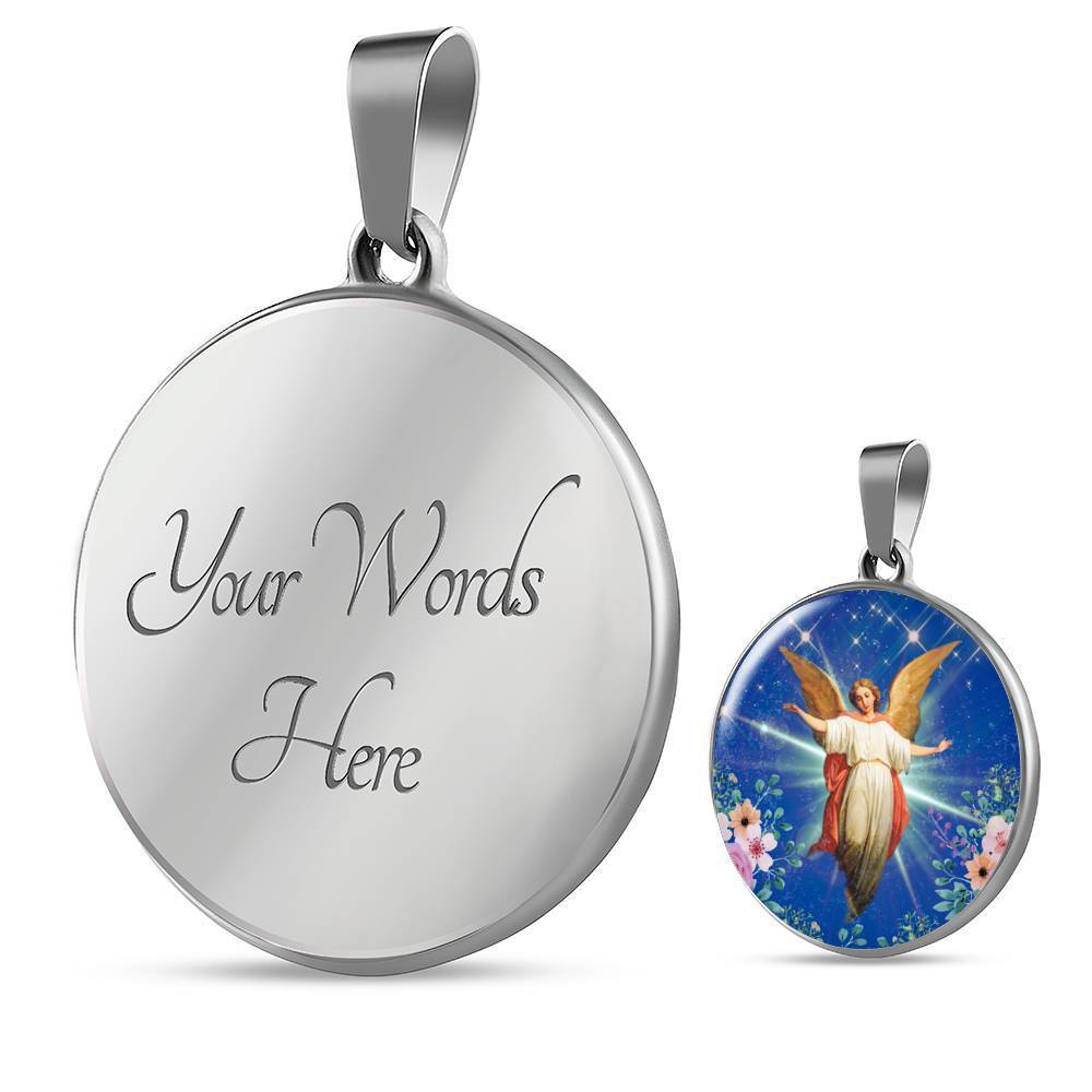 Guardian Angel Circle Necklace Stainless Steel or 18k Gold 18-22"-Express Your Love Gifts