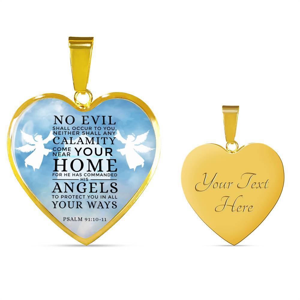 Guardian Angel Protects Always Bible Verse Inspirational Gift Heart Pendant Necklace - Express Your Love Gifts