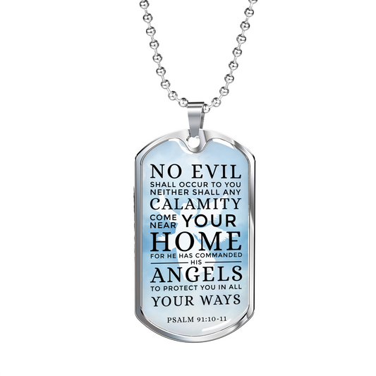 Guardian Angel Protects Always Necklace Stainless Steel or 18k Gold Dog Tag 24" Chain-Express Your Love Gifts