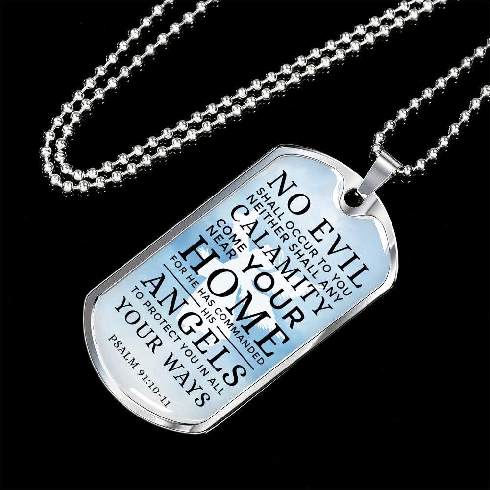 Guardian Angel Protects Always Necklace Stainless Steel or 18k Gold Dog Tag 24" Chain-Express Your Love Gifts