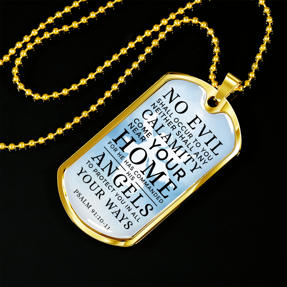 Guardian Angel Protects Always Necklace Stainless Steel or 18k Gold Dog Tag 24" Chain-Express Your Love Gifts