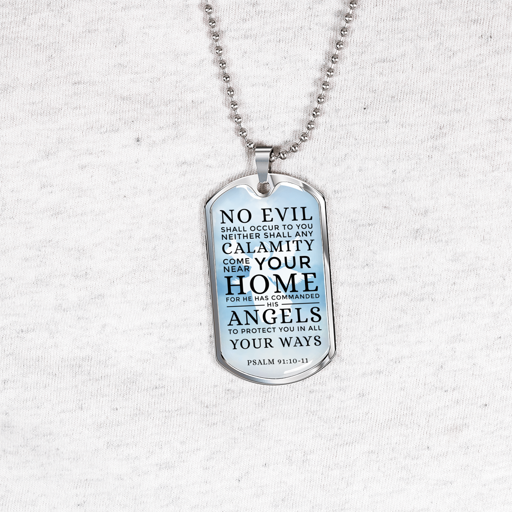 Guardian Angel Protects Always Necklace Stainless Steel or 18k Gold Dog Tag 24" Chain-Express Your Love Gifts