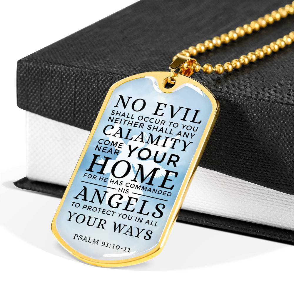 Guardian Angel Protects Always Necklace Stainless Steel or 18k Gold Dog Tag 24" Chain-Express Your Love Gifts
