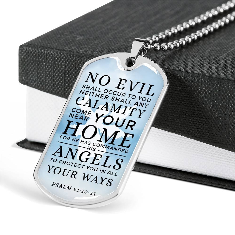 Guardian Angel Protects Always Necklace Stainless Steel or 18k Gold Dog Tag 24" Chain-Express Your Love Gifts
