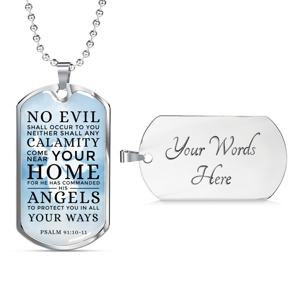 Guardian Angel Protects Always Necklace Stainless Steel or 18k Gold Dog Tag 24" Chain-Express Your Love Gifts