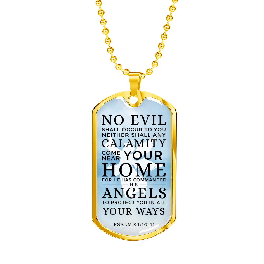Guardian Angel Protects Always Necklace Stainless Steel or 18k Gold Dog Tag 24" Chain-Express Your Love Gifts