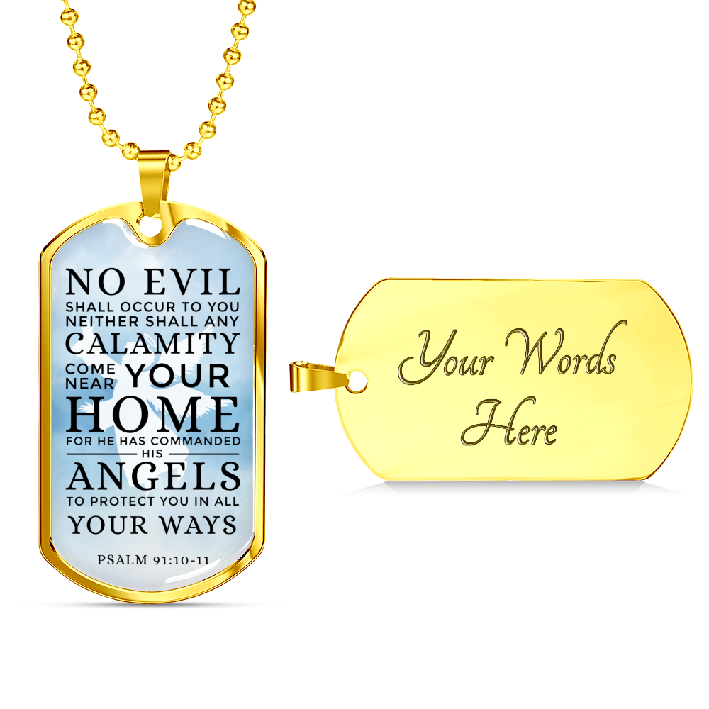 Guardian Angel Protects Always Necklace Stainless Steel or 18k Gold Dog Tag 24" Chain-Express Your Love Gifts