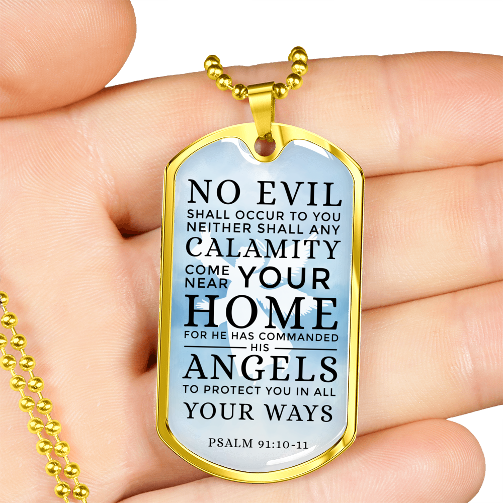 Guardian Angel Protects Always Necklace Stainless Steel or 18k Gold Dog Tag 24" Chain-Express Your Love Gifts