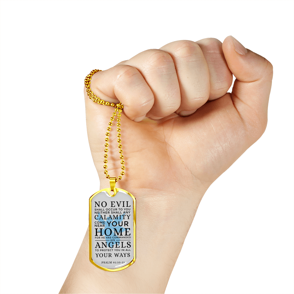 Guardian Angel Protects Always Stainless Steel or 18k Gold Dog Tag 24" Chain-Express Your Love Gifts