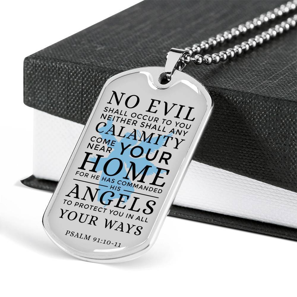 Guardian Angel Protects Always Stainless Steel or 18k Gold Dog Tag 24" Chain-Express Your Love Gifts