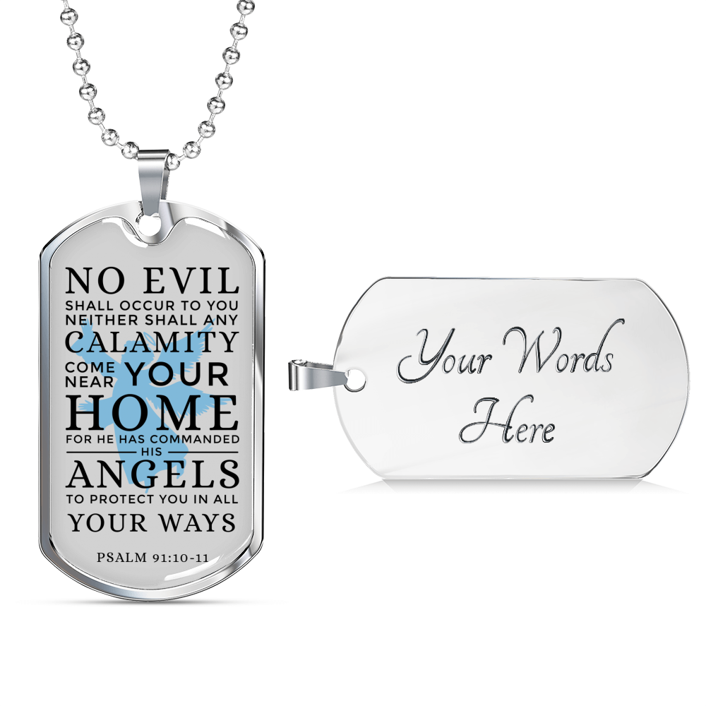 Guardian Angel Protects Always Stainless Steel or 18k Gold Dog Tag 24" Chain-Express Your Love Gifts