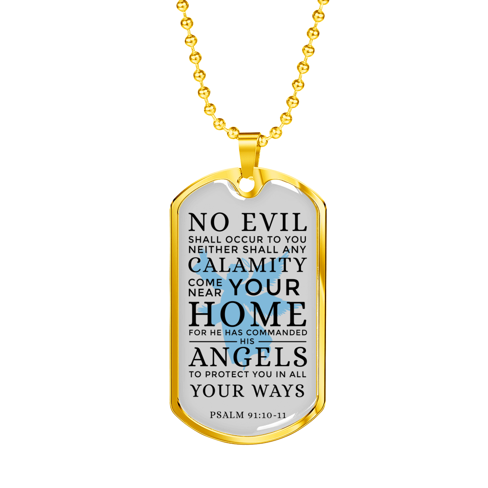 Guardian Angel Protects Always Stainless Steel or 18k Gold Dog Tag 24" Chain-Express Your Love Gifts