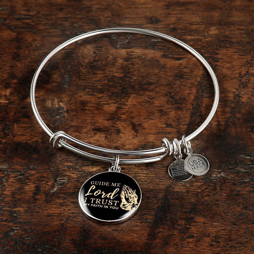 Guide Me Lord Stainless Steel or 18k Gold Circle Bangle Bracelet - Express Your Love Gifts