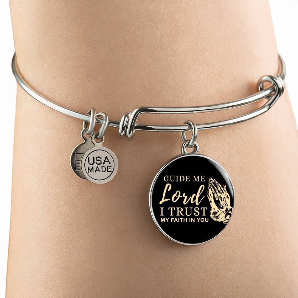 Guide Me Lord Stainless Steel or 18k Gold Circle Bangle Bracelet - Express Your Love Gifts