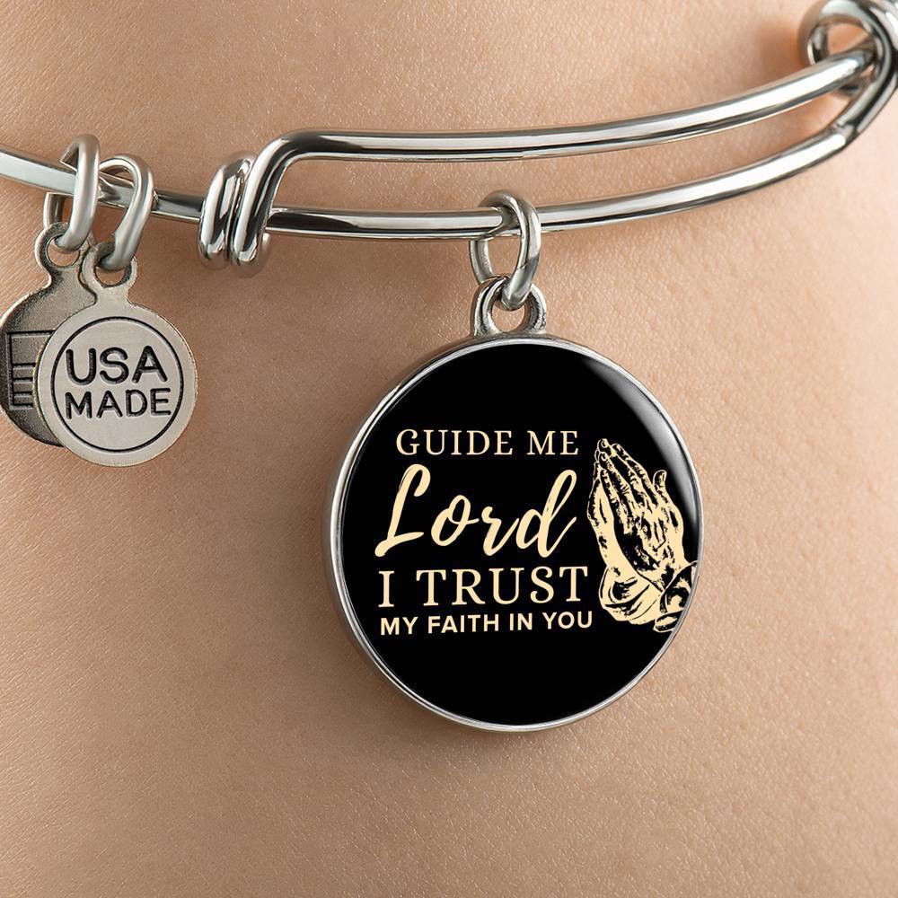 Guide Me Lord Stainless Steel or 18k Gold Circle Bangle Bracelet - Express Your Love Gifts