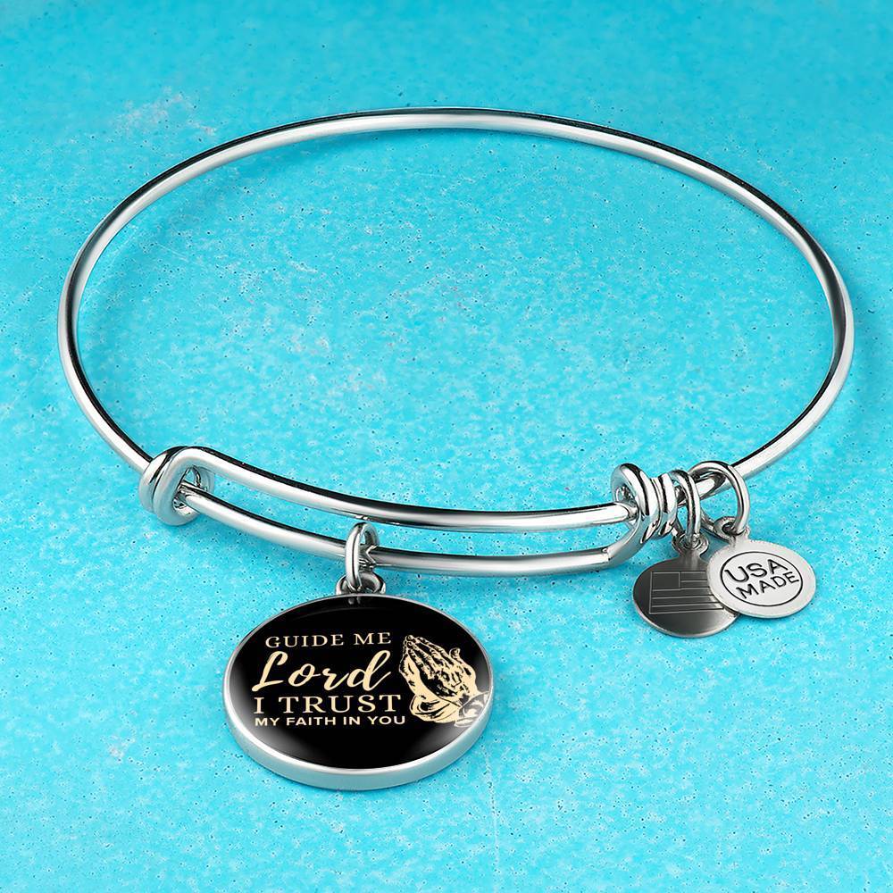 Guide Me Lord Stainless Steel or 18k Gold Circle Bangle Bracelet - Express Your Love Gifts