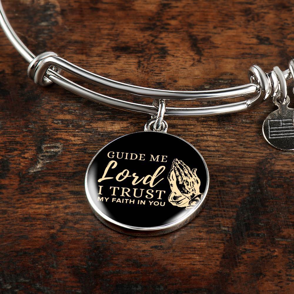 Guide Me Lord Stainless Steel or 18k Gold Circle Bangle Bracelet - Express Your Love Gifts