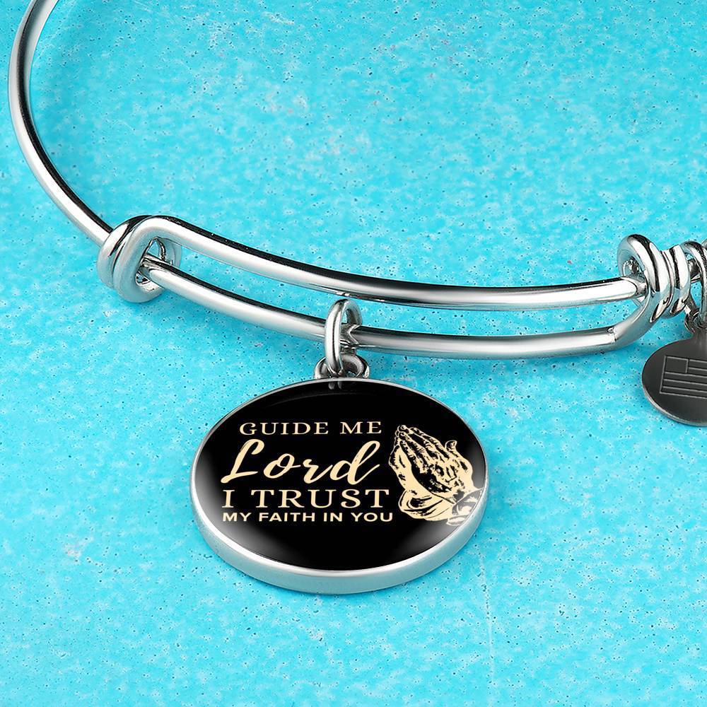 Guide Me Lord Stainless Steel or 18k Gold Circle Bangle Bracelet - Express Your Love Gifts