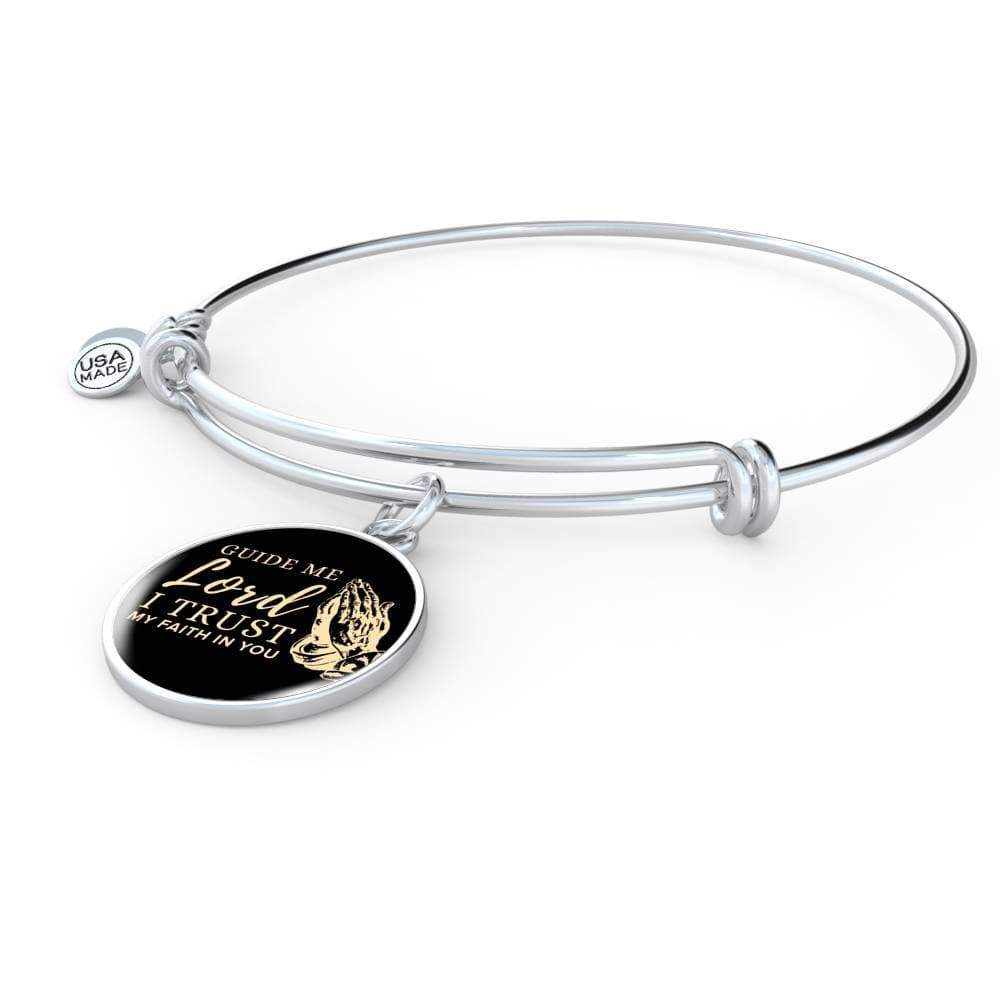 Guide Me Lord Stainless Steel or 18k Gold Circle Bangle Bracelet - Express Your Love Gifts