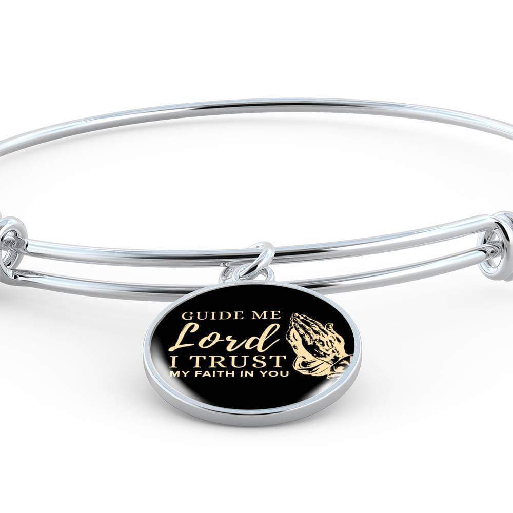 Guide Me Lord Stainless Steel or 18k Gold Circle Bangle Bracelet - Express Your Love Gifts