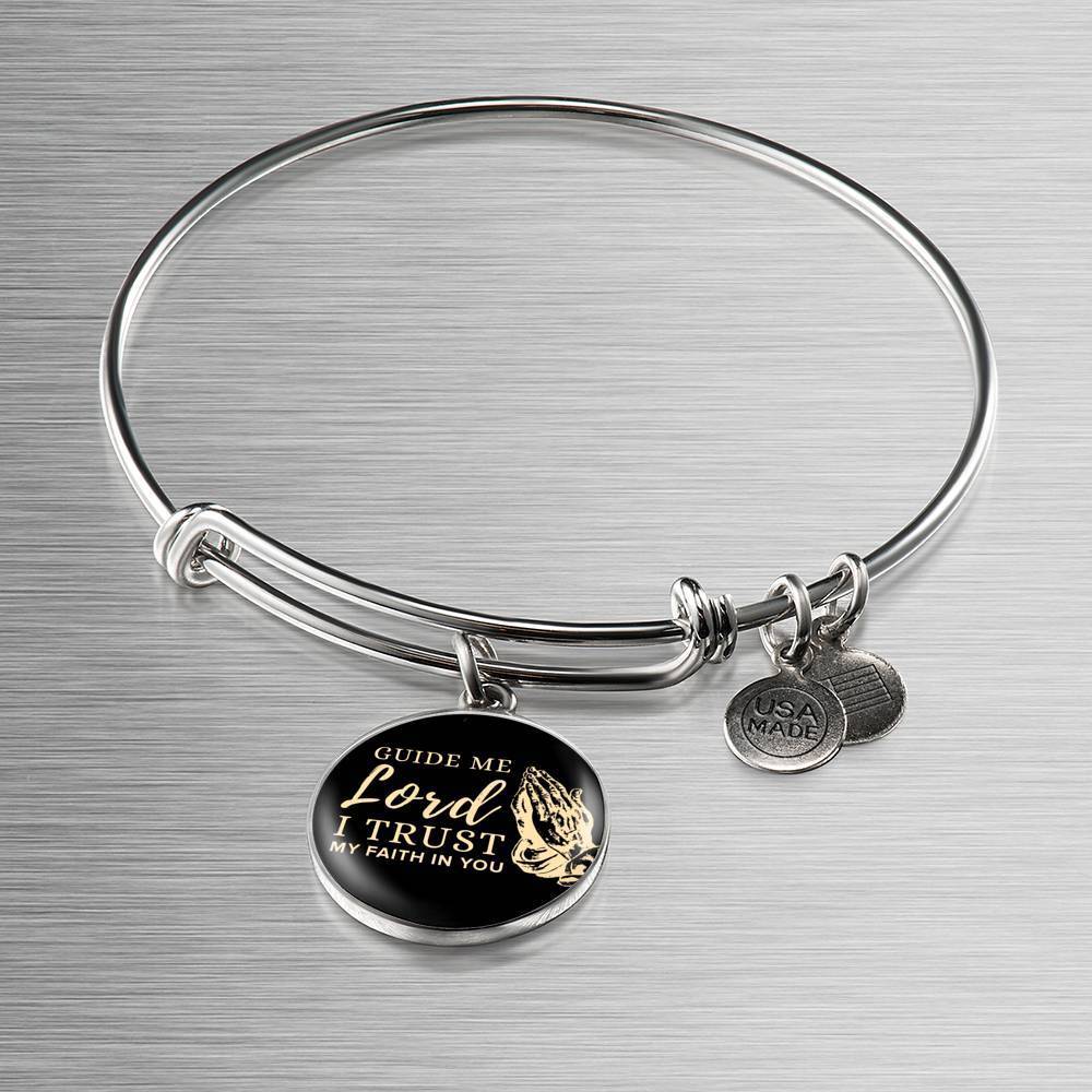 Guide Me Lord Stainless Steel or 18k Gold Circle Bangle Bracelet - Express Your Love Gifts