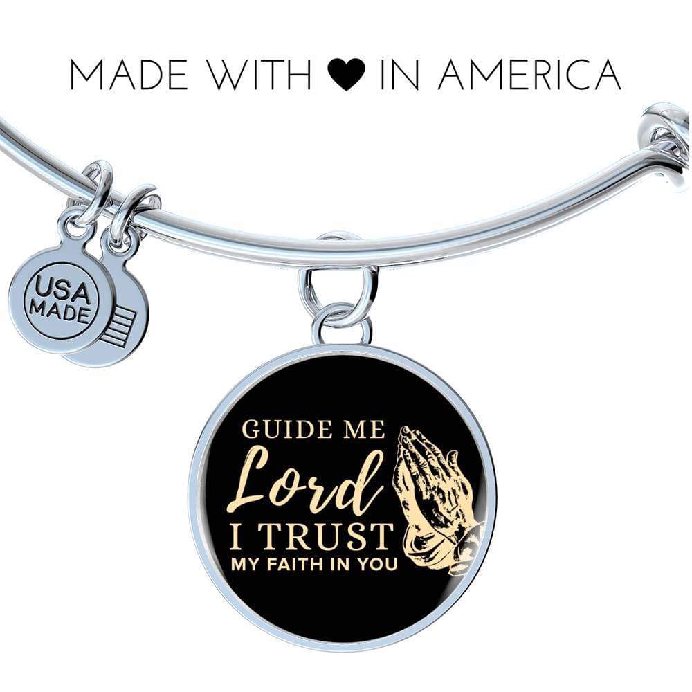 Guide Me Lord Stainless Steel or 18k Gold Circle Bangle Bracelet - Express Your Love Gifts