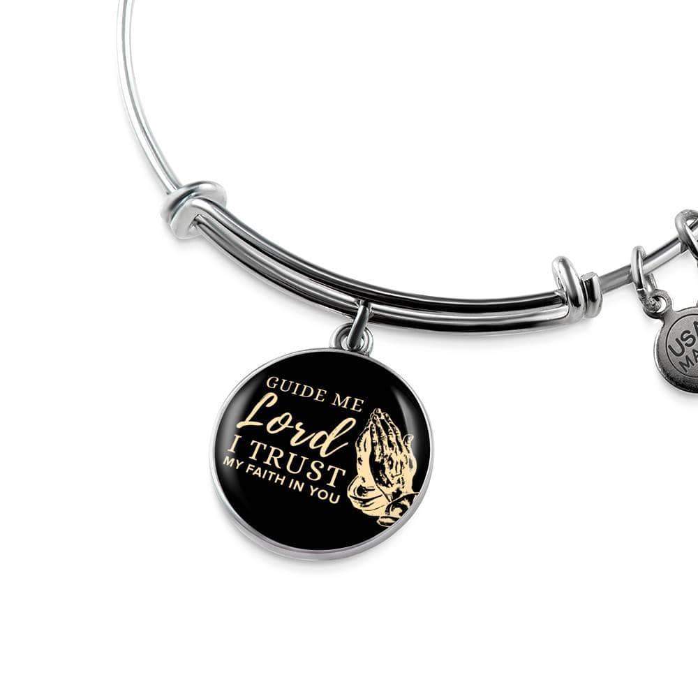 Guide Me Lord Stainless Steel or 18k Gold Circle Bangle Bracelet - Express Your Love Gifts