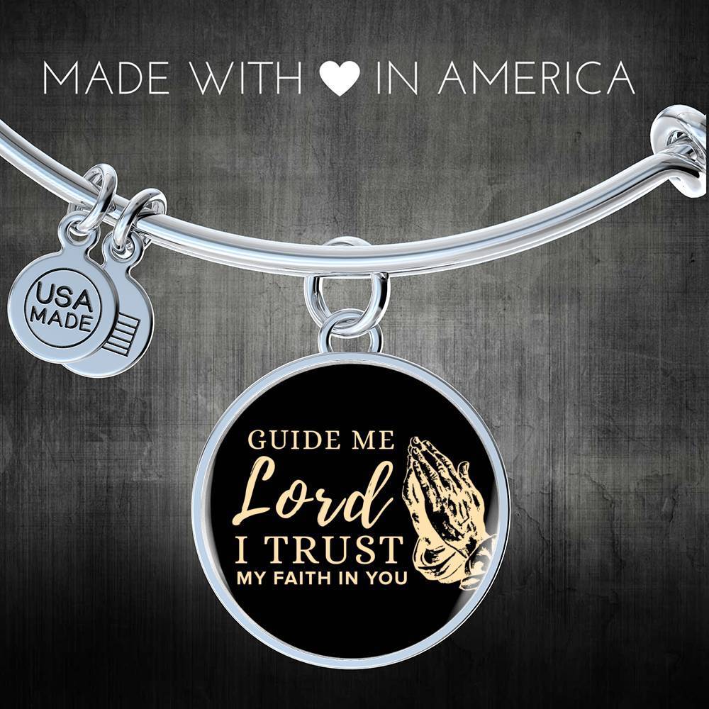 Guide Me Lord Stainless Steel or 18k Gold Circle Bangle Bracelet - Express Your Love Gifts