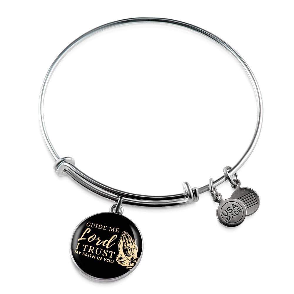 Guide Me Lord Stainless Steel or 18k Gold Circle Bangle Bracelet - Express Your Love Gifts