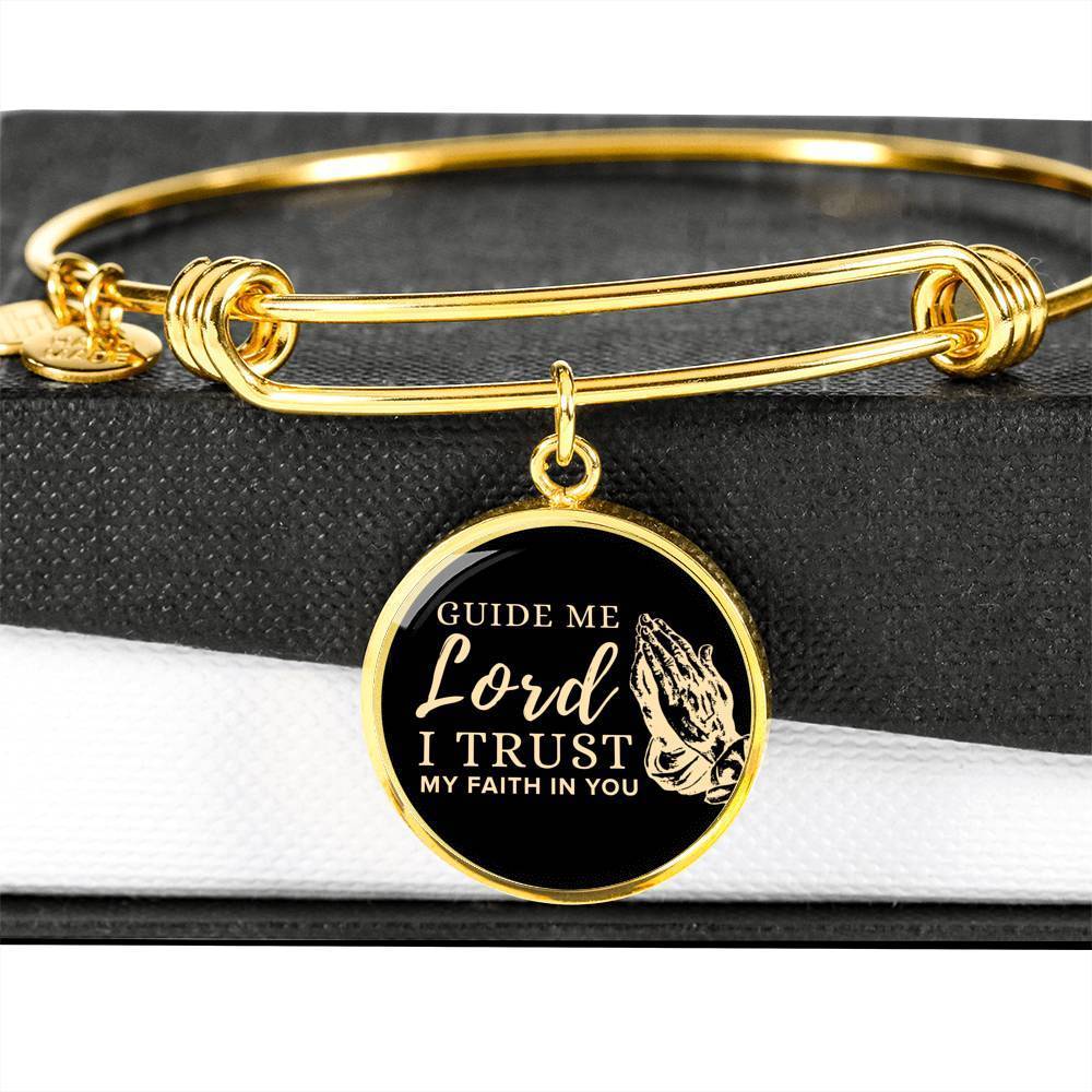 Guide Me Lord Stainless Steel or 18k Gold Circle Bangle Bracelet - Express Your Love Gifts