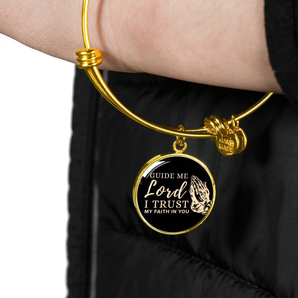 Guide Me Lord Stainless Steel or 18k Gold Circle Bangle Bracelet - Express Your Love Gifts