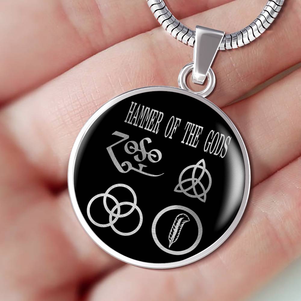Hammer Of The Gods Necklace Stainless Steel or 18k Gold 18-22" Circle Pendant-Express Your Love Gifts