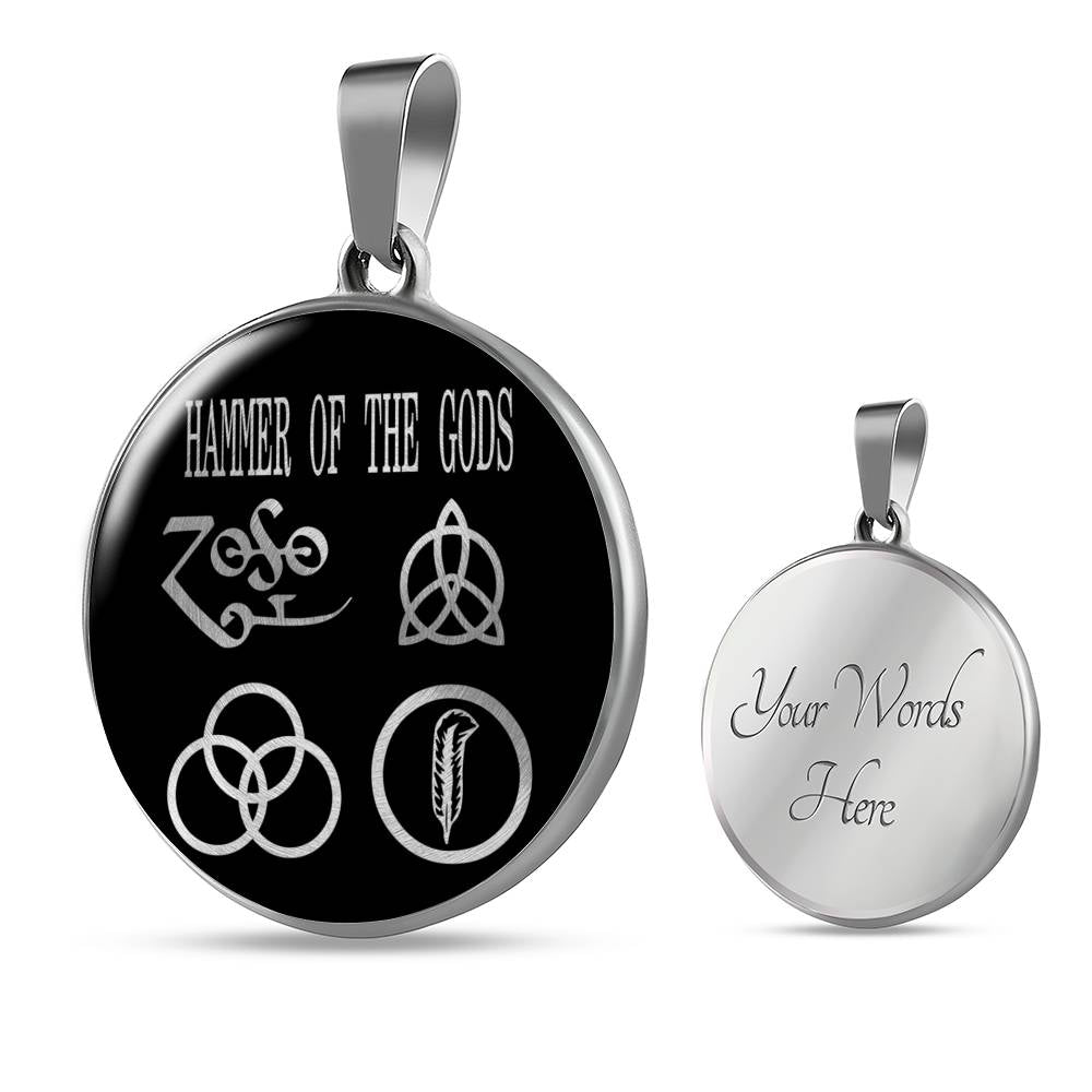 Hammer Of The Gods Necklace Stainless Steel or 18k Gold 18-22" Circle Pendant-Express Your Love Gifts