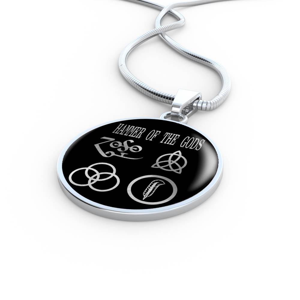 Hammer Of The Gods Necklace Stainless Steel or 18k Gold 18-22" Circle Pendant-Express Your Love Gifts