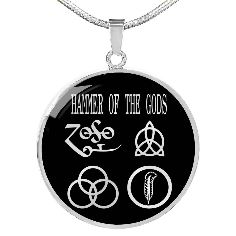 Hammer Of The Gods Necklace Stainless Steel or 18k Gold 18-22" Circle Pendant