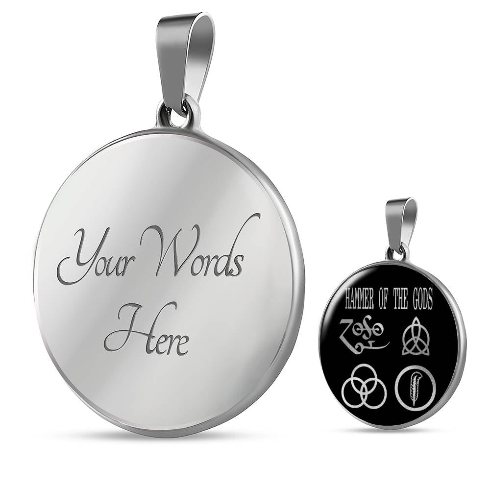 Hammer Of The Gods Necklace Stainless Steel or 18k Gold 18-22" Circle Pendant-Express Your Love Gifts