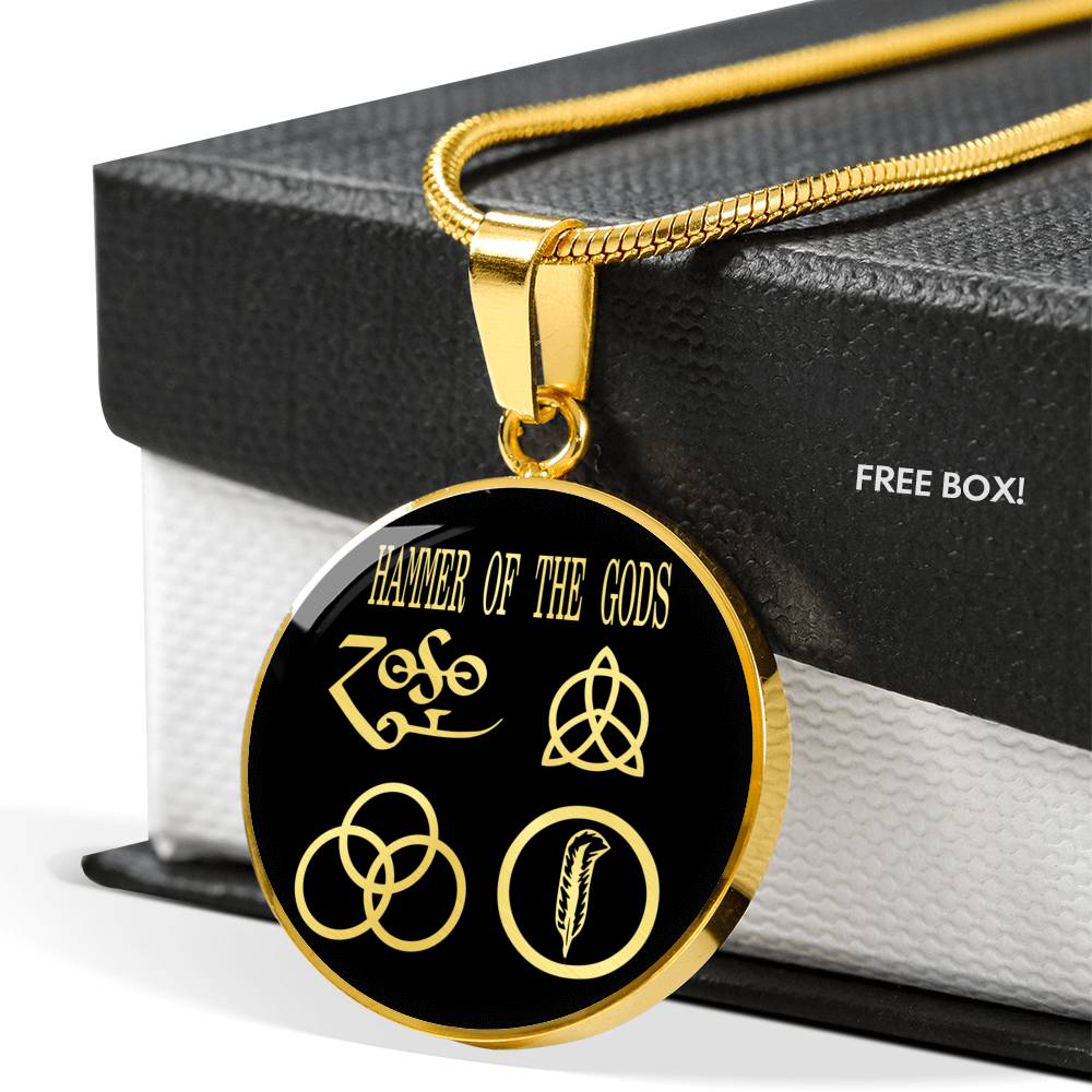 Hammer Of The Gods Necklace Stainless Steel or 18k Gold 18-22" Circle Pendant-Express Your Love Gifts
