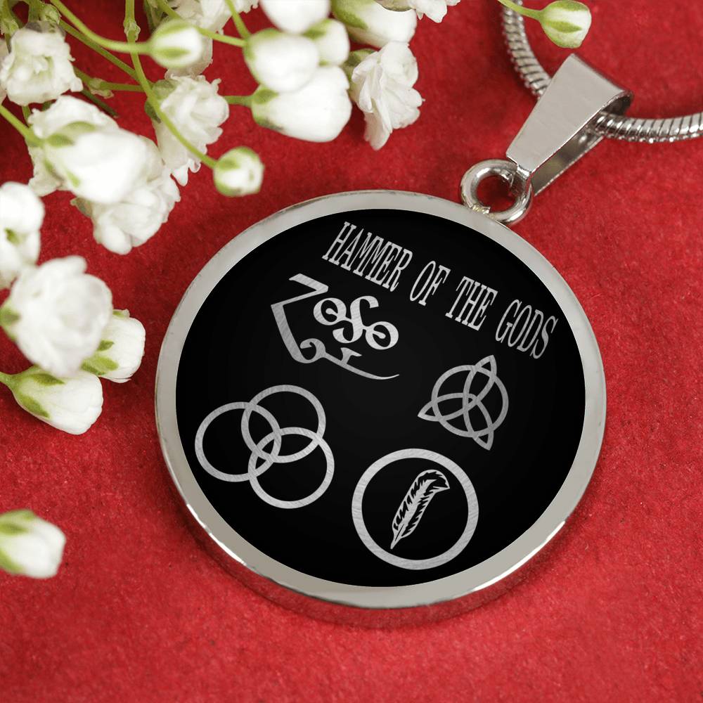 Hammer Of The Gods Necklace Stainless Steel or 18k Gold 18-22" Circle Pendant-Express Your Love Gifts