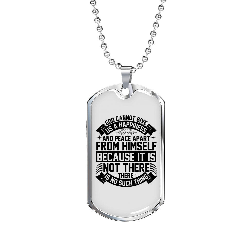 Happiness And Peace In God Necklace Stainless Steel or 18k Gold Dog Tag 24" Chain-Express Your Love Gifts