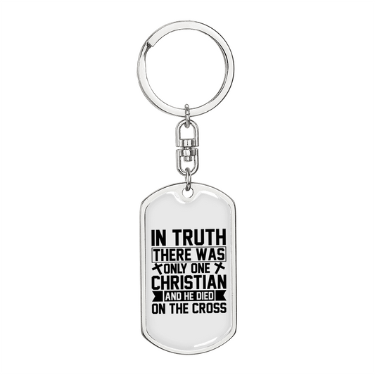 He Died On The Cross Keychain Stainless Steel or 18k Gold Dog Tag Keyring-Express Your Love Gifts
