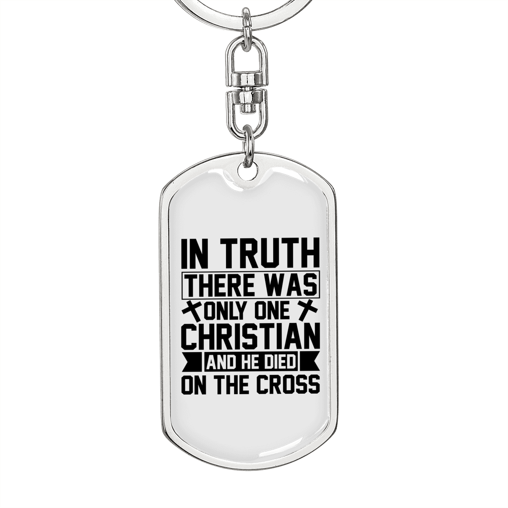 He Died On The Cross Keychain Stainless Steel or 18k Gold Dog Tag Keyring-Express Your Love Gifts