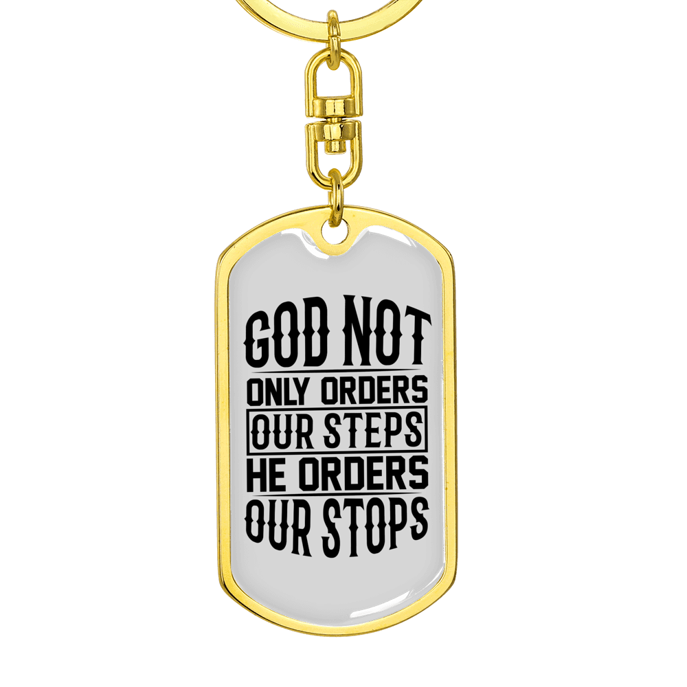 He orders Our Stops Keychain Stainless Steel or 18k Gold Dog Tag Keyring-Express Your Love Gifts