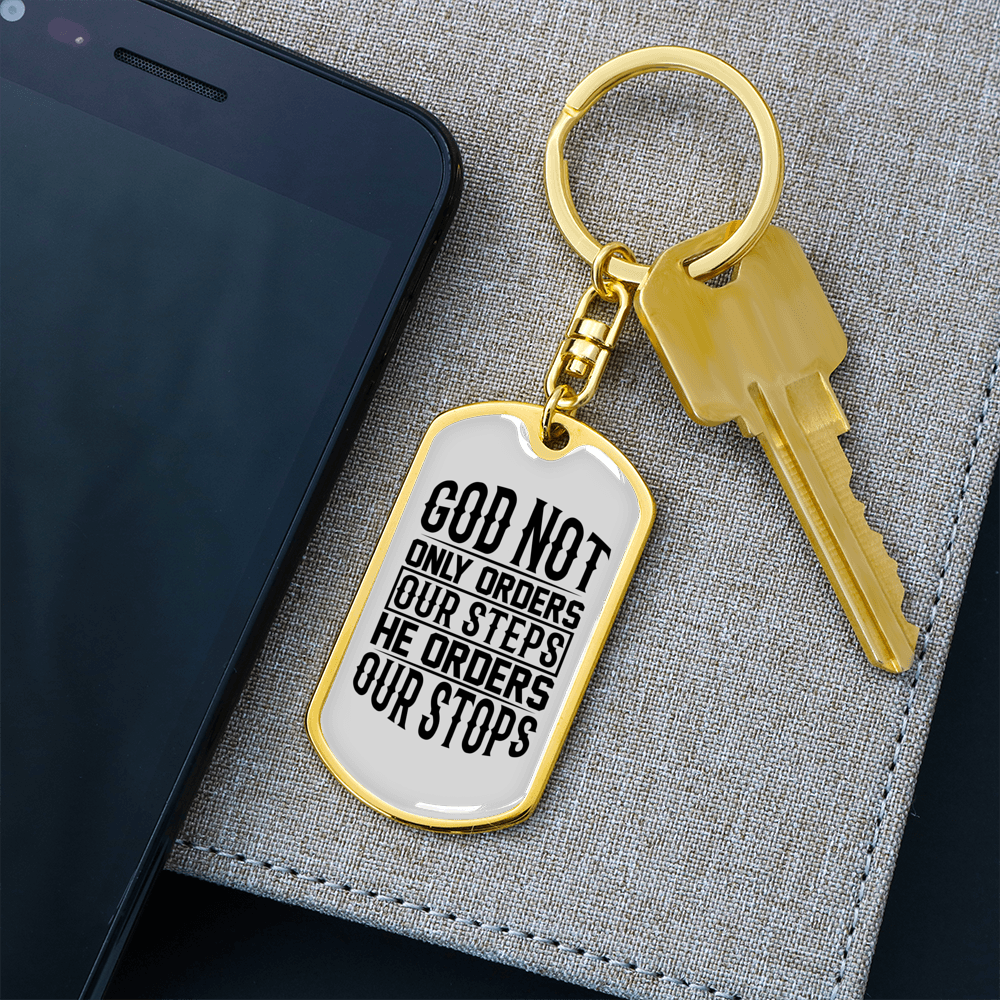 He orders Our Stops Keychain Stainless Steel or 18k Gold Dog Tag Keyring-Express Your Love Gifts
