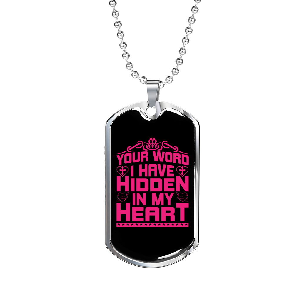 Hidden In My Heart Necklace Stainless Steel or 18k Gold Dog Tag 24" Chain-Express Your Love Gifts