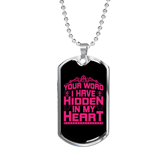 Hidden In My Heart Necklace Stainless Steel or 18k Gold Dog Tag 24" Chain-Express Your Love Gifts