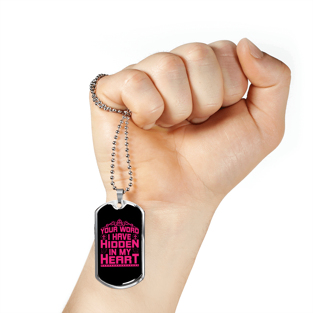 Hidden In My Heart Necklace Stainless Steel or 18k Gold Dog Tag 24" Chain-Express Your Love Gifts