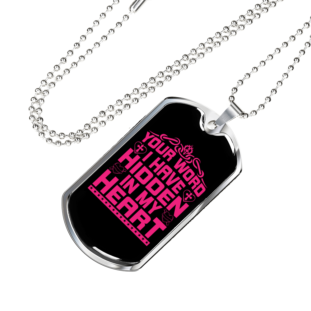 Hidden In My Heart Necklace Stainless Steel or 18k Gold Dog Tag 24" Chain-Express Your Love Gifts