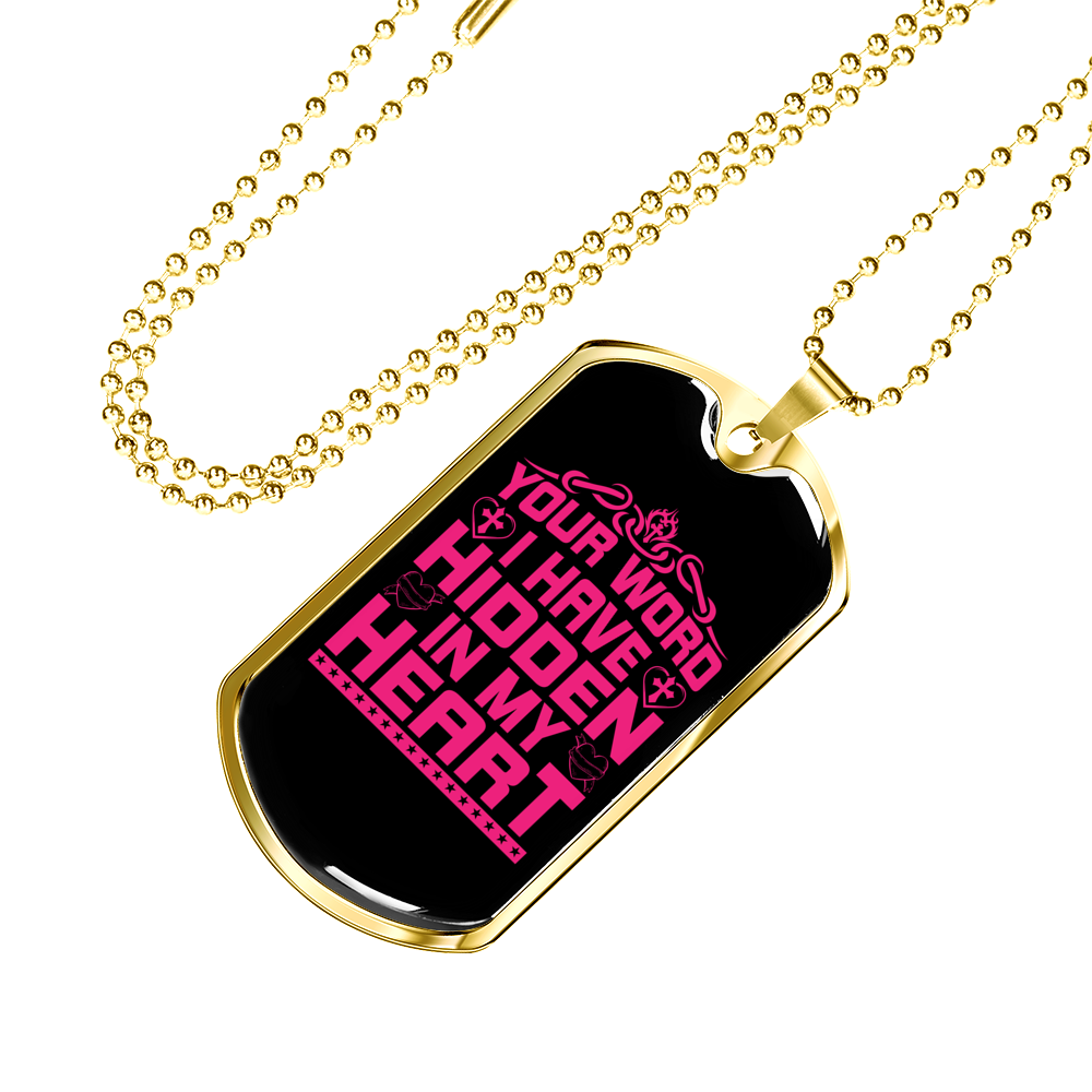 Hidden In My Heart Necklace Stainless Steel or 18k Gold Dog Tag 24" Chain-Express Your Love Gifts